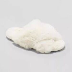 Cat & Jack Girls Faux Fur Fuzzy Soft Slide Cross Over Slippers S 13/1